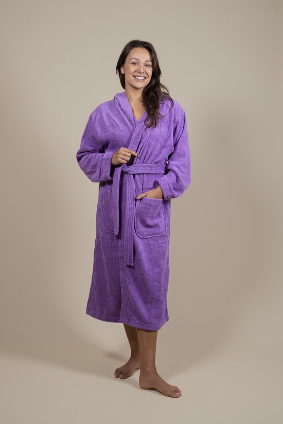 Peignoir Luxe à capuche (Lavande) - 3XL - Unisexe - COZYLION - Peignoir violet confortable, peignoir avec poches spacieuses - Violet, Cassis - Pour la Maison, le Sauna, le Spa, le Wellness -être ou le Hammam