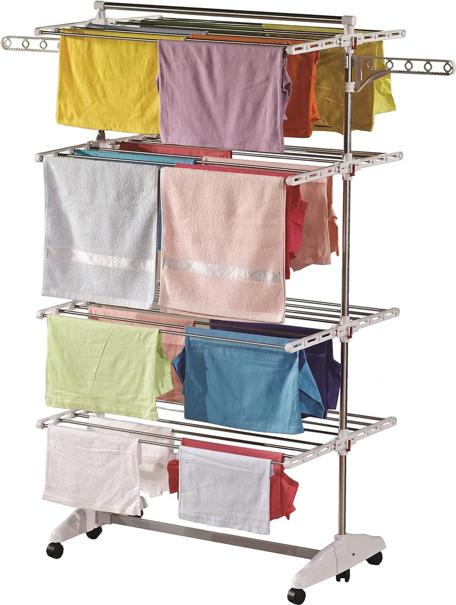 Goedkoopste wasdroogrek met grote capaciteit opgewaardeerde versie, droogrek kleding, waslijn roestvrij staal, vouwen binnen en buiten