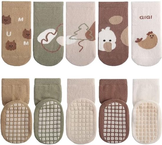 5 paar Baby kinderen sokken met anti slip grip sneaker sokken onzichtbaar katoen