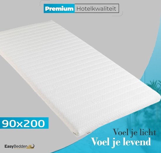 Easy Bedden Topper matras 90x200 – Topdekmatras - HR45 Koudschuim – Antibacterieel - Orthopedisch Verantwoord - 4 Seizoenen - Premium Wasbare Afritsbare Hoes - circa 7 cm dik