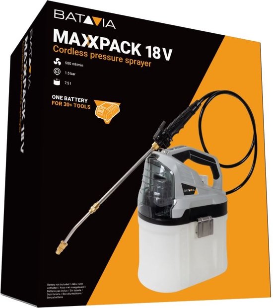 Batavia Accu 18V drukspuit 7.5 L - Excl. Accu en Oplader - 630ml per min debiet lucht - Slang lengte 210cm - Doorzichtige tank incl. schaal - Maxxpack van Merkloos	 — afbeelding 5