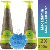 Après-shampooing sans rinçage - Macadamia - Avec houppette de Douche - Pack économique - Huile Natural - Huile de Macadamia - Protège les Cheveux colorés - Apporte de la brillance - 2 x 300 ml
