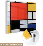 MuchoWow® Glasschilderij 90x90 cm - Schilderij acrylglas - Kunst - Mondriaan - Oude meesters - Foto op glas - Schilderijen