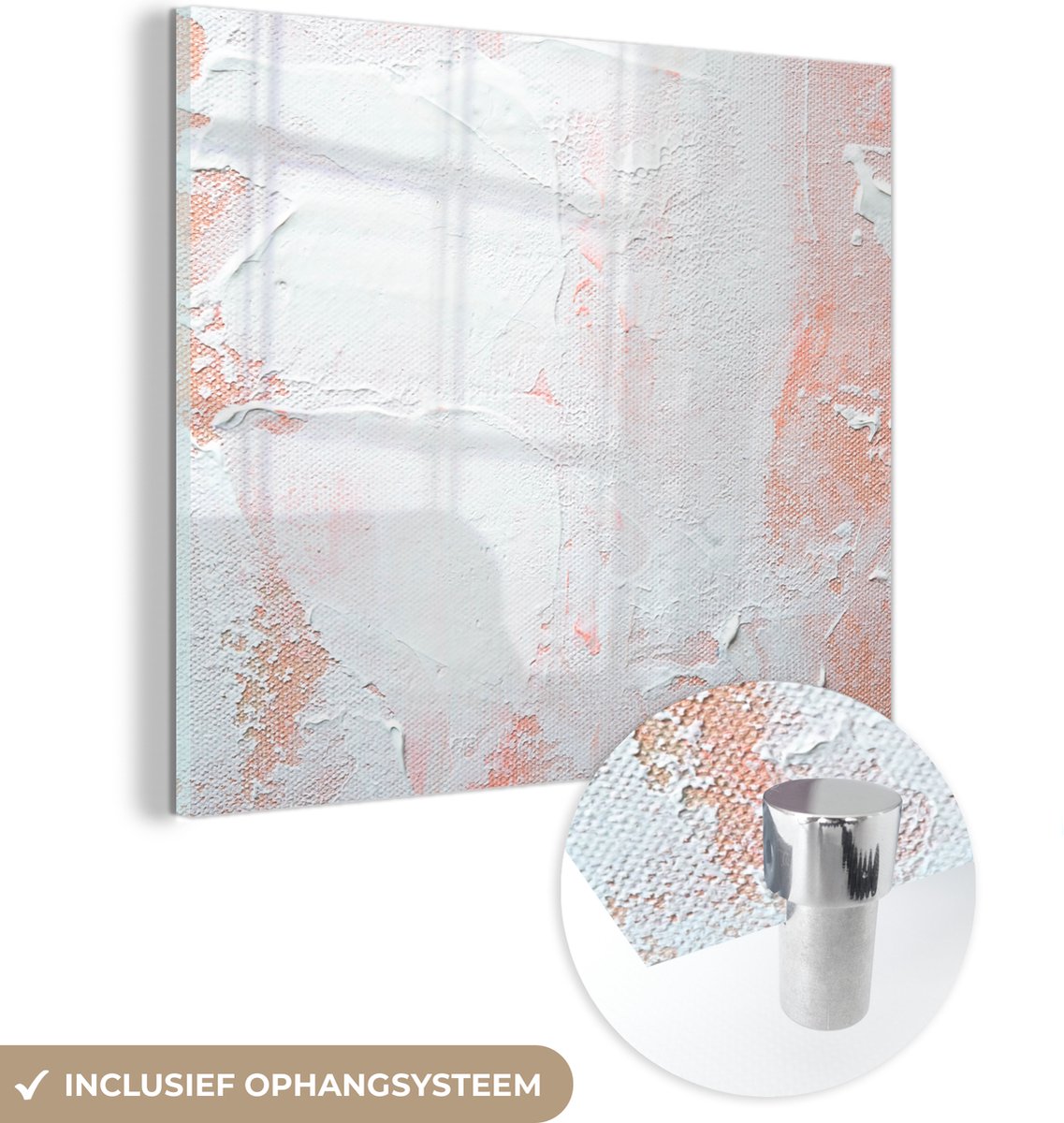 MuchoWow® Glasschilderij 90x90 cm - Schilderij acrylglas - Verf - Abstract - Design - Foto