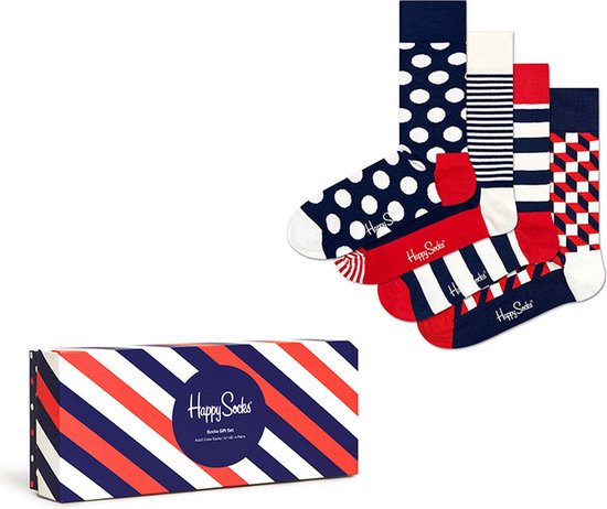 Happy Socks coffret cadeau bleu marine classique 4P multi - 41-46