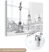 MuchoWow® Peinture sur verre 160x120 cm - Peinture sur verre acrylique - Une illustration de la place principale de Varsovie en Pologne - Photo sur verre - Peintures