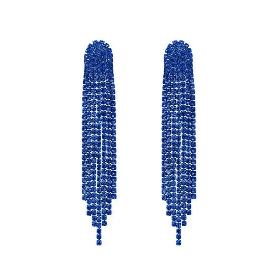 Boucles d'oreilles pendantes d'oreilles strass - Blauw | 9x1,5 cm | Bijoux/Zircon cubique | Mode Favorite