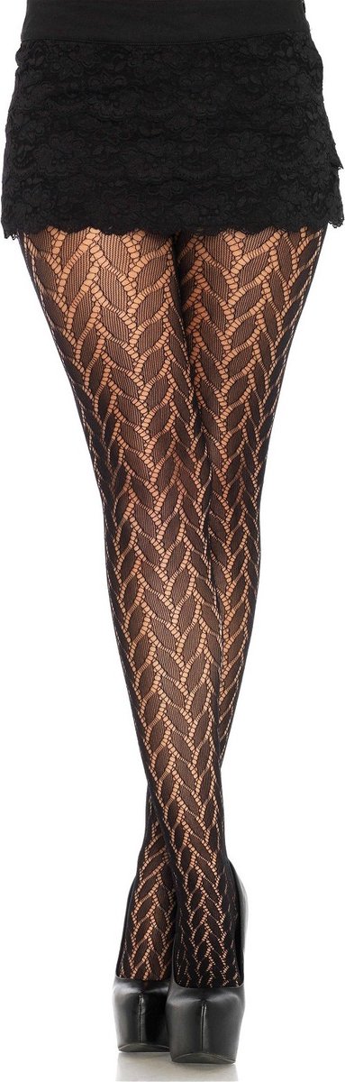 Leg Avenue Plaited lace pantyhose ["Zwart"]