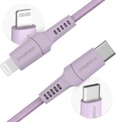 Câble iMoshion Lightning vers USB C - Câble de chargement de 2 mètres pour Apple iPhone 11/12/13/14 et iPad - Matériau tressé robuste - Lilas