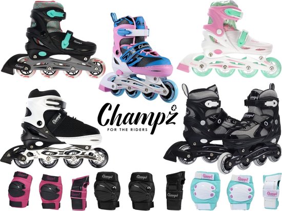 Champz Verstelbare Inline Skates Voor Kinderen - Semi-Softboot - Zwart - Maat 39-42 - ABEC7 Lagers - Aluminium Frame - Gevorderde Skeelers voor Kids - Champz