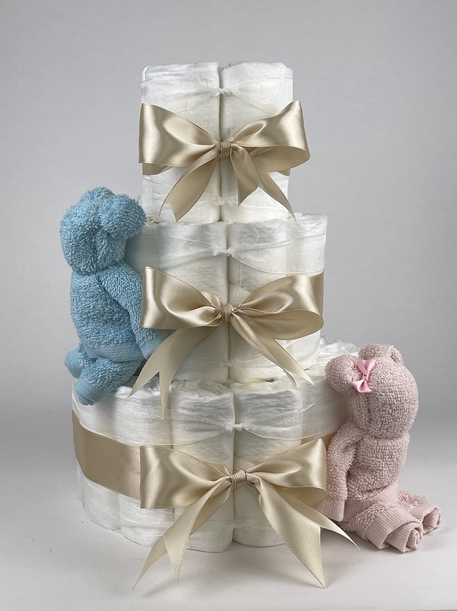 Goedkoopste Chouette-Chouette | Luiertaart Tweeling | Kraamcadeau | Geboorte Jongen Meisje | Babyshower | Beren Blush roze - licht Blauw - Beige