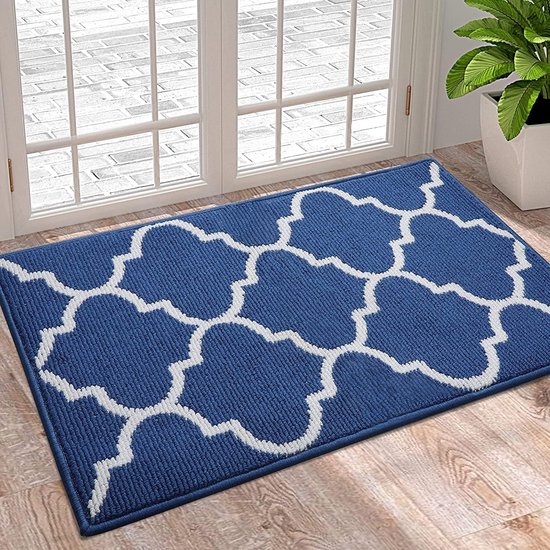 Deurmat buiten & binnen - 40x70 cm - Grijze lijnen halfrond - Antislip schoonloopmat - Zeer slijtvaste vuilopvangende mat - Deurmat buitentrap
