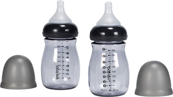 Babyflesje - We-Too Standaardfles - 260 ml - Black - 2-pack