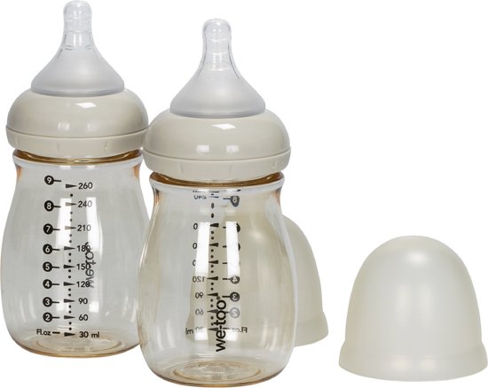 Babyflesje - We-Too Standaardfles - 260 ml - Oatmeal - 2-pack