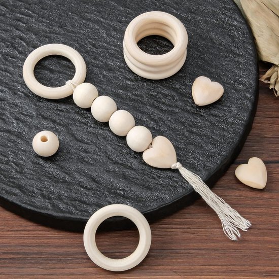 Houten kralen met gat - 20 mm - voor doe-het-zelf sieraden en decoraties - 50 stuks