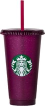 Starbucks Beker - Purple Glitter Cup - Holiday Cup - Met Rietje en Deksel - Glitter Cup - Color Tumbler - Herbruikbaar- ijskoffie beker - Milkshake beker - Limited Edition