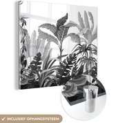 MuchoWow® Glasschilderij 50x50 cm - Schilderij acrylglas - Jungle - Bladeren - Planten - Foto op glas - Schilderijen