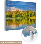 MuchoWow® Glasschilderij 160x120 cm - Schilderij acrylglas - Water - Natuur - Bos - Foto op glas - Schilderijen