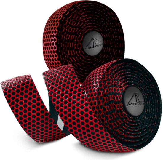 Stuurlint set van 2- Fiets- Hexagon bar tape- Rood/Zwart- 2meter- Tape- Antislip- Stuurtape-
