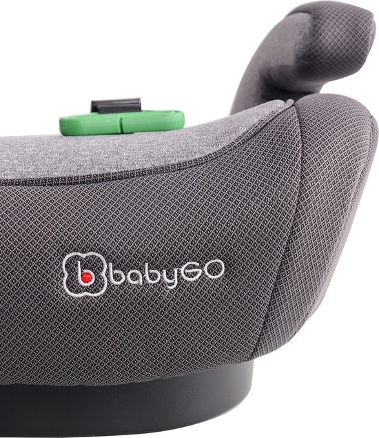 BabyGO autostoel Booster - Zitverhoger Bursa IV - i-Size - isofix bevestiging - Grijs (125 - 150cm) - BabyGO