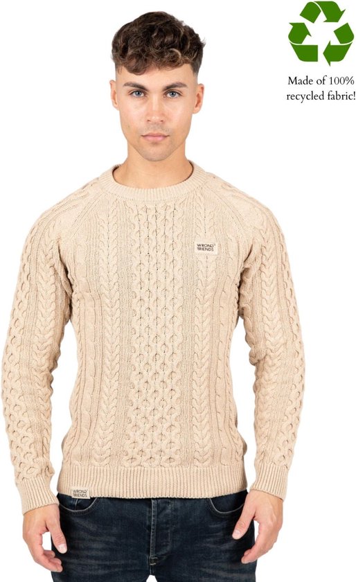 CORBY CABLE KNIT SWEATER - BEIGE M