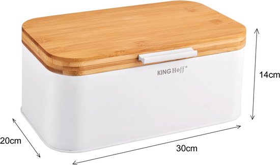 Kinghoff 1795 - Boîte à pain - Acier / bois - blanc