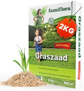 Famiflora Graszaad Speel & Sport - Sterk Graszaad voor Speelgazon en Sportgazon - 2 kg voor 100m² - Met Coating