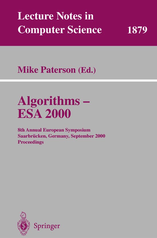 Algorithms - ESA 2000 - cover