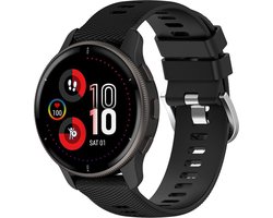 Strap-it Siliconen bandje 20mm geschikt voor Garmin Venu / Venu SQ / SQ 2 / Venu 2 Plus / Vivoactive 3 / Vivoactive 5 / Vivomove (HR - Style - Luxe - Sport) / Forerunner 245 / 570 - 42mm / 645 / 55 / 165 - zwart
