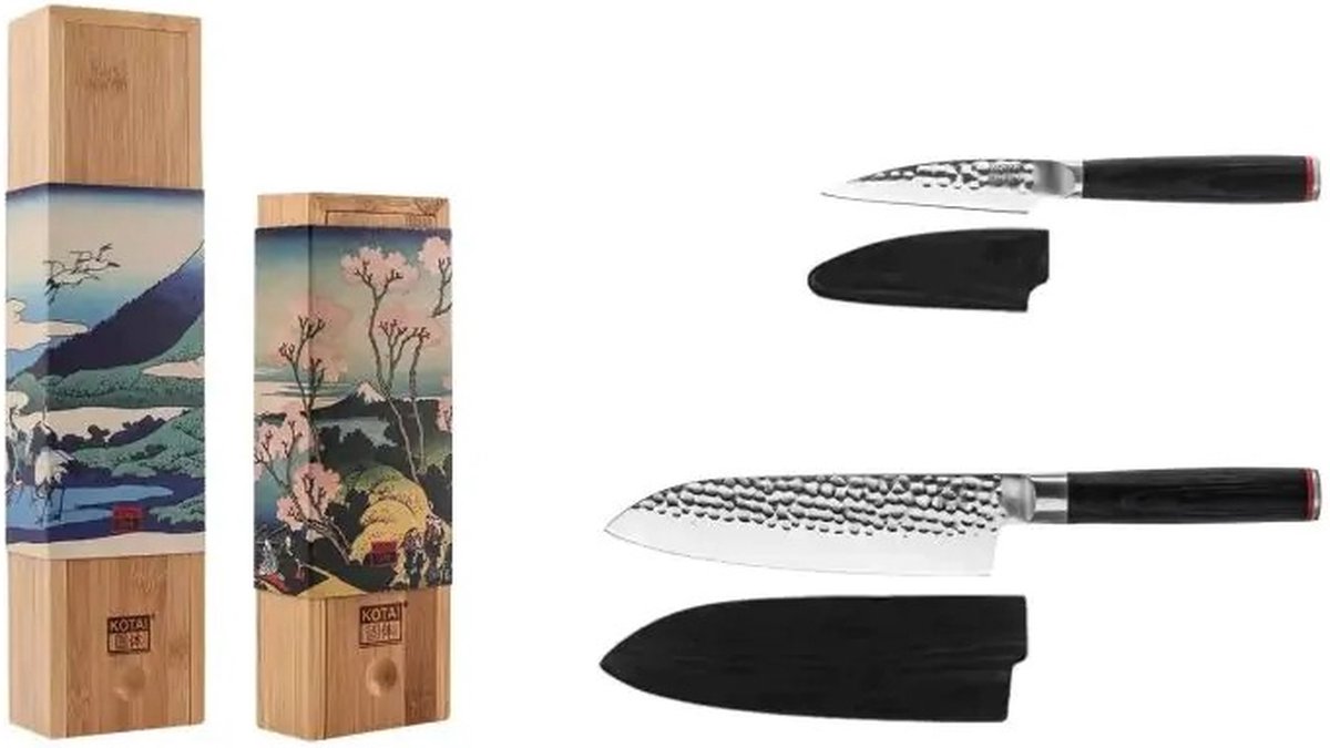 KOTAI Pakka Starterset - messenset met 2 messen (schilmesje + santoku) - Japanse Messen