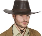 Guirca Carnaval habiller Chapeau de cowboy Nevada - marron - aspect cuir - pour adultes - Thème Western