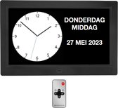 Horloge de démence avec WIFI - XXL - 10 pouces - 26 CM - Horloge calendrier avec date et jour - Télécommande - 9 Talen - Néerlandais - Numérique - Analogique