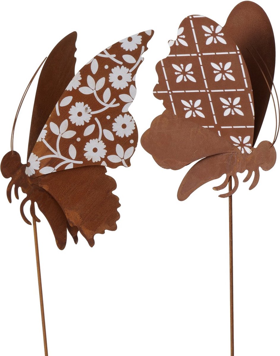 Boltze Home tuinsteker vlinder ijzer 125cm decoratie tuinaccessoire.