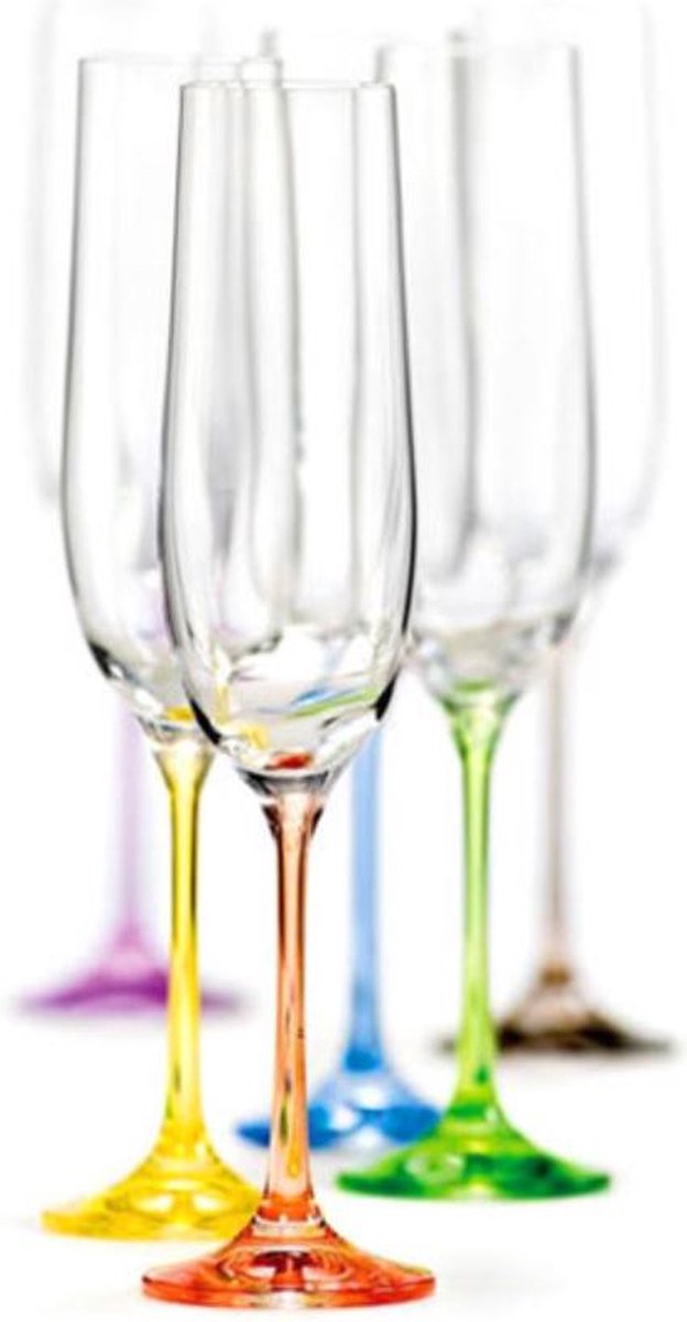 Crystalex Rainbow Champagneglas - 190 ml - 6 stuks