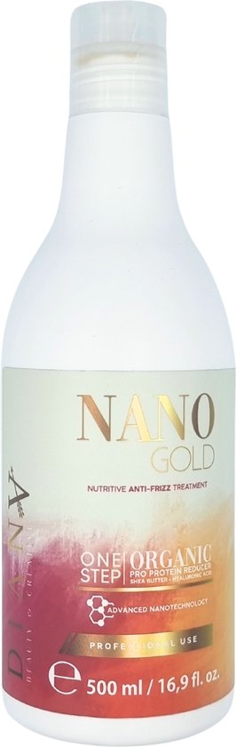 NanoGold - Traitement Nanoplastia - une étape 500 ml - produit pour le lissage permanent des cheveux pendant 10-12 mois, organique, sans vapeurs irritantes - sans danger pour les femmes enceintes et les mères allaitantes