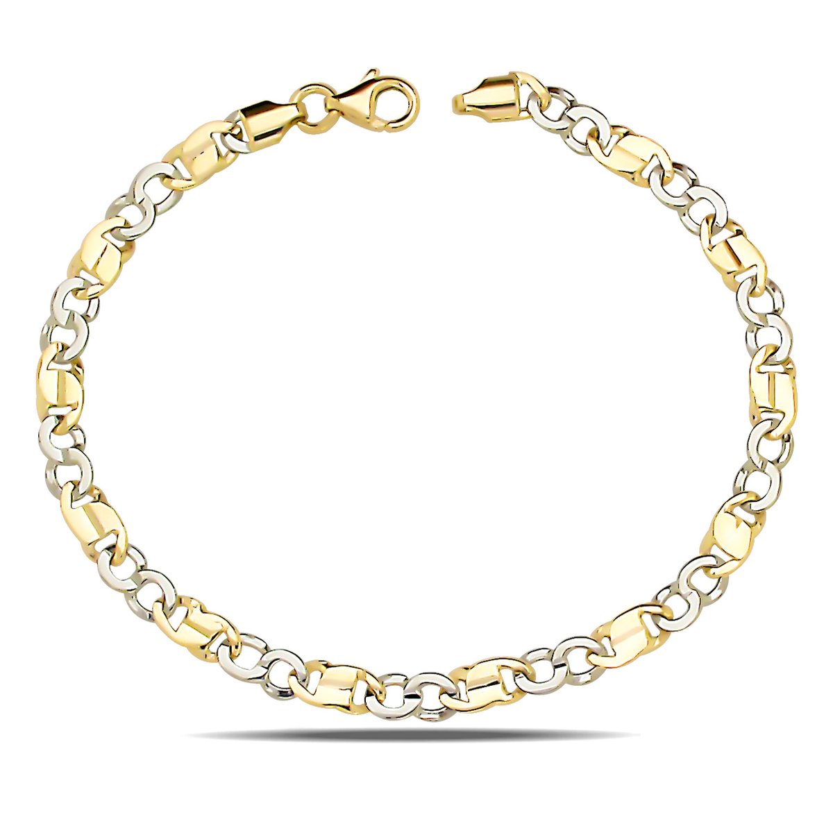 Juwelier Zwartevalk 14 karaat gouden bicolor armband - ZV 871/18,5cm