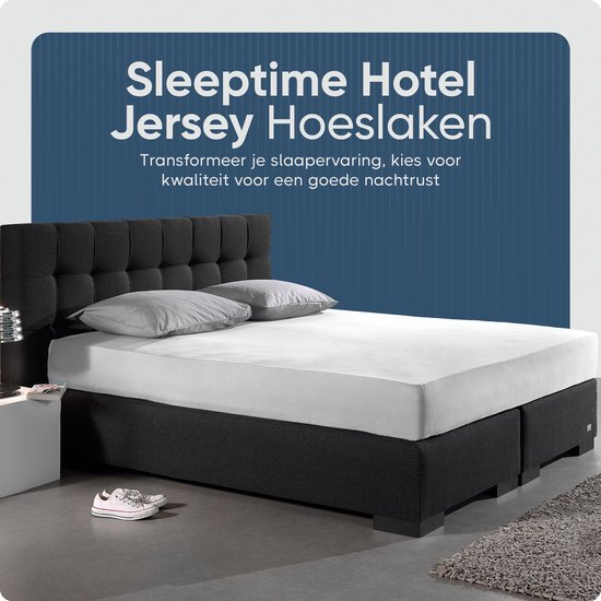 Sleeptime Hotel - Hoeslaken - Jersey - 160/180x200 - Wit - Sleeptime