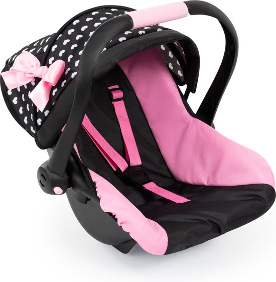 Foto: Bayer design pop autostoel met dak in zwart wit roze