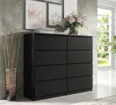 Pro-meubels - Commode Ibiza - Zwart mat - 140cm - 8 tiroirs - Placard - Commode - Chambre