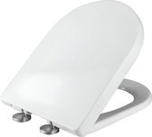 WC-deksel met zachte sluiting in D-vorm met snelle ontgrendeling voor eenvoudige reiniging, wit