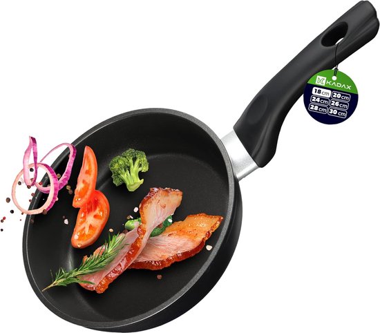 Foto: Kadax braadpan pan met antiaanbaklaag gecoate gourmetpan inductie universele pan braadpan voor vetvrij koken pan met kunststof handvat diameter 18 cm