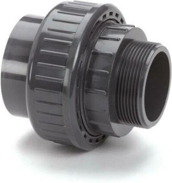 Druk PVC 3-delige koppeling - 40mm x 1-1/4 Buitendraad - 16 bar