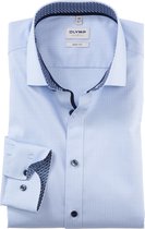OLYMP Level 5 body fit overhemd - satijnbinding - bleu dessin - Strijkvriendelijk - Boordmaat: 40