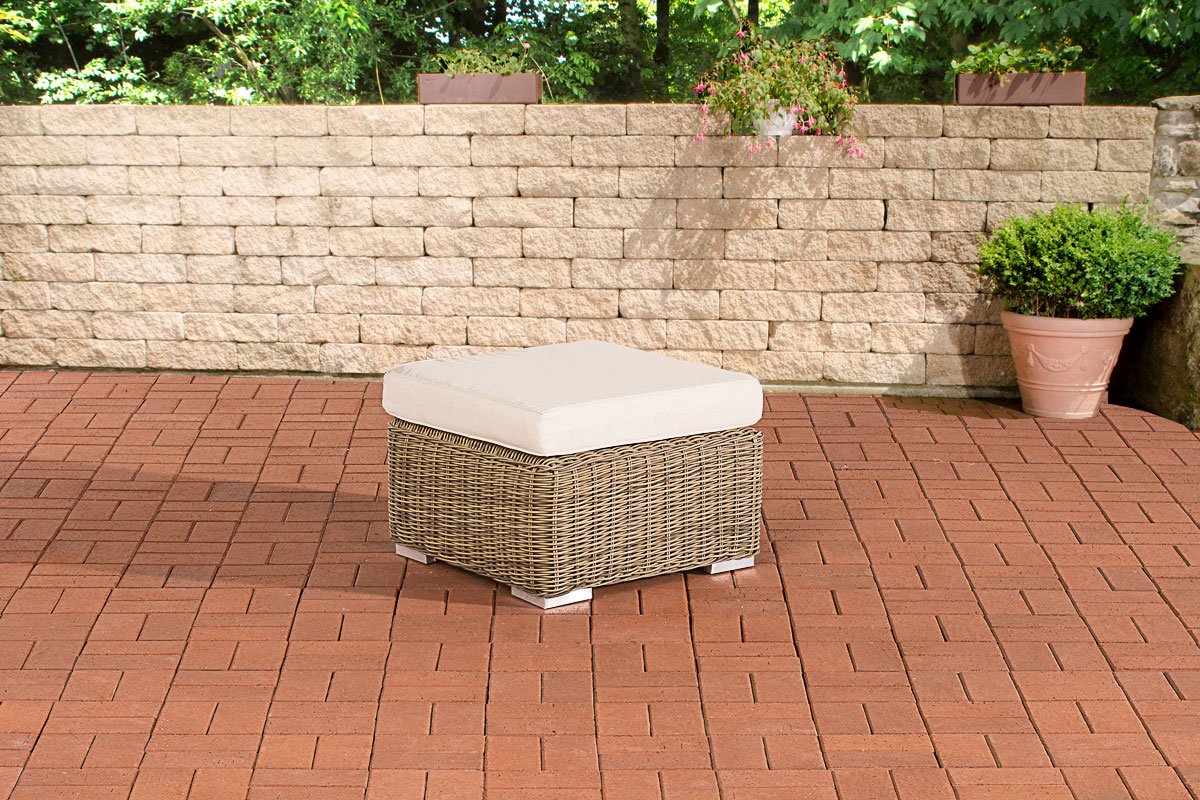CLP Polyrattan hocker Bilbao / Madeira natura gebroken wit