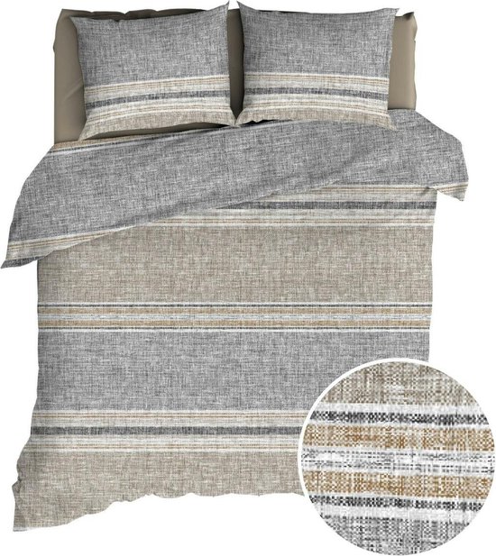 Foto: Romanette alfie dekbedovertrek extra breed 260x200 220 cm antra beige