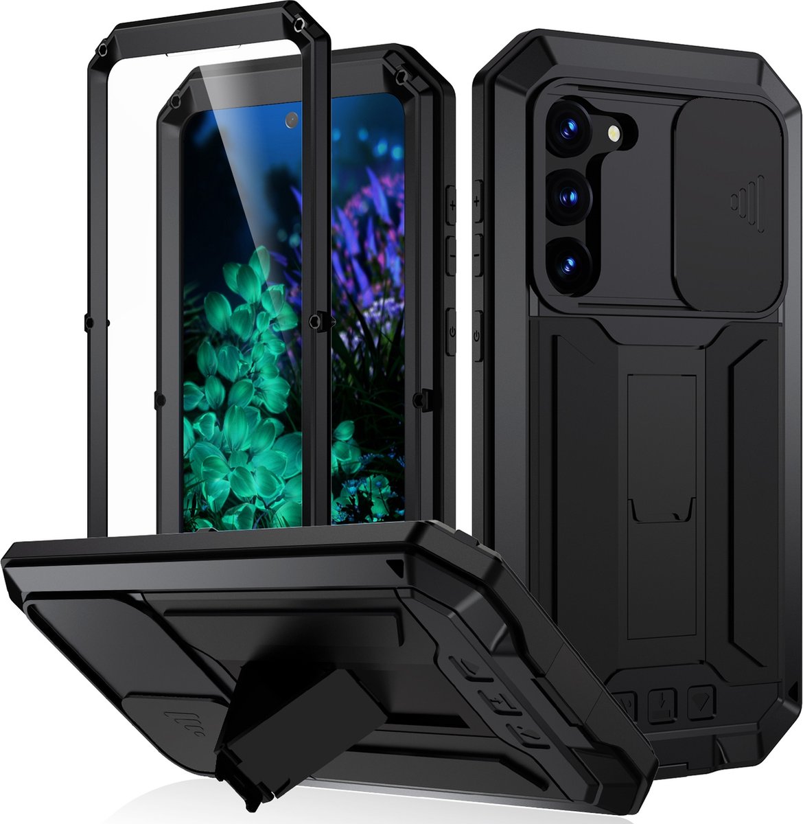 Fonu Stofdicht metalen hoes Geschikt Voor Samsung Galaxy S23 Plus - S23+ - Zwart