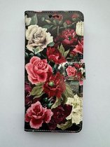 Geschikt voor Samsung Galaxy A14 boekhoesje met bloemenprint rood - portemonnee hoesje met kaarthouder en magneetsluiting