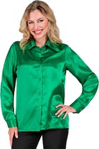 70's Disco Shirt Satijn Groen - Dames | S