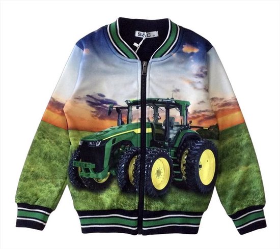 Kinder vest met tractor trekker maat 158/164 full color print kleur groen zeer mooi!