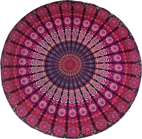 Raajsee India Beach Towel, Round Mandala, Hippie, Large Round Cotton Indian / Boho Yoga Mat / Cloth, Meditation, Table Cloth, Wall Hanging, Picnic Blanket, Handmade Rug, 70 Inches